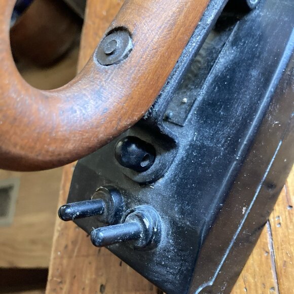 Cast Iron Antique HEAVY Wooden Handle Farmhouse Country Decor As Door Stopper - Picture 8 of 12